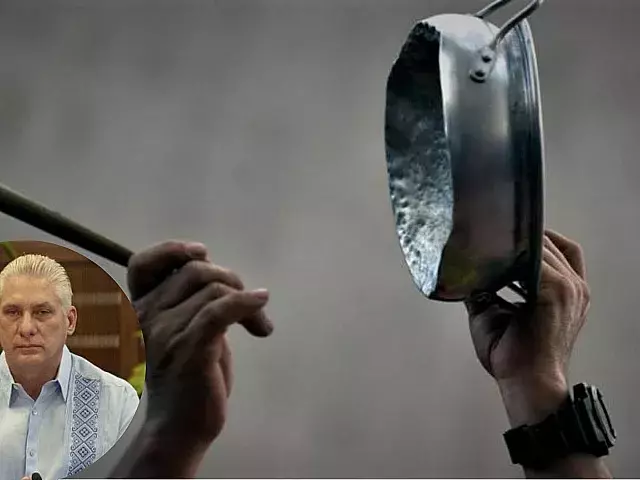 Presidente Díaz Canel y cacerolazo.