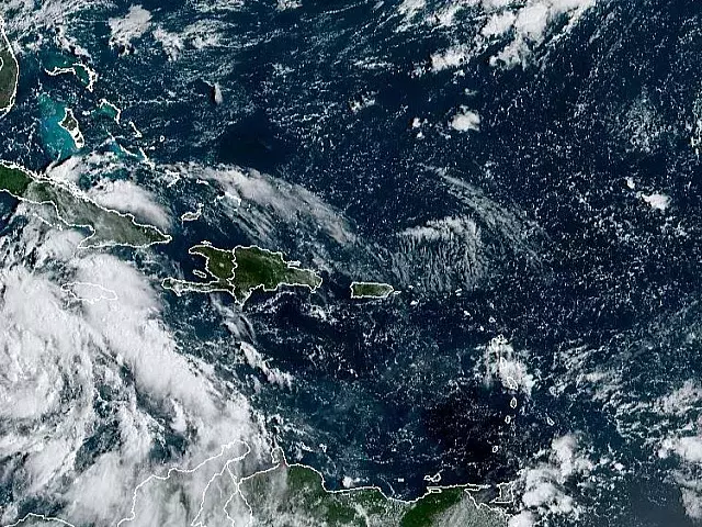 Imagen satelital de El Caribe este domingo 25 de septiembre con tormenta tropical Ian. Foto: Satélite Geocolor/NHC
