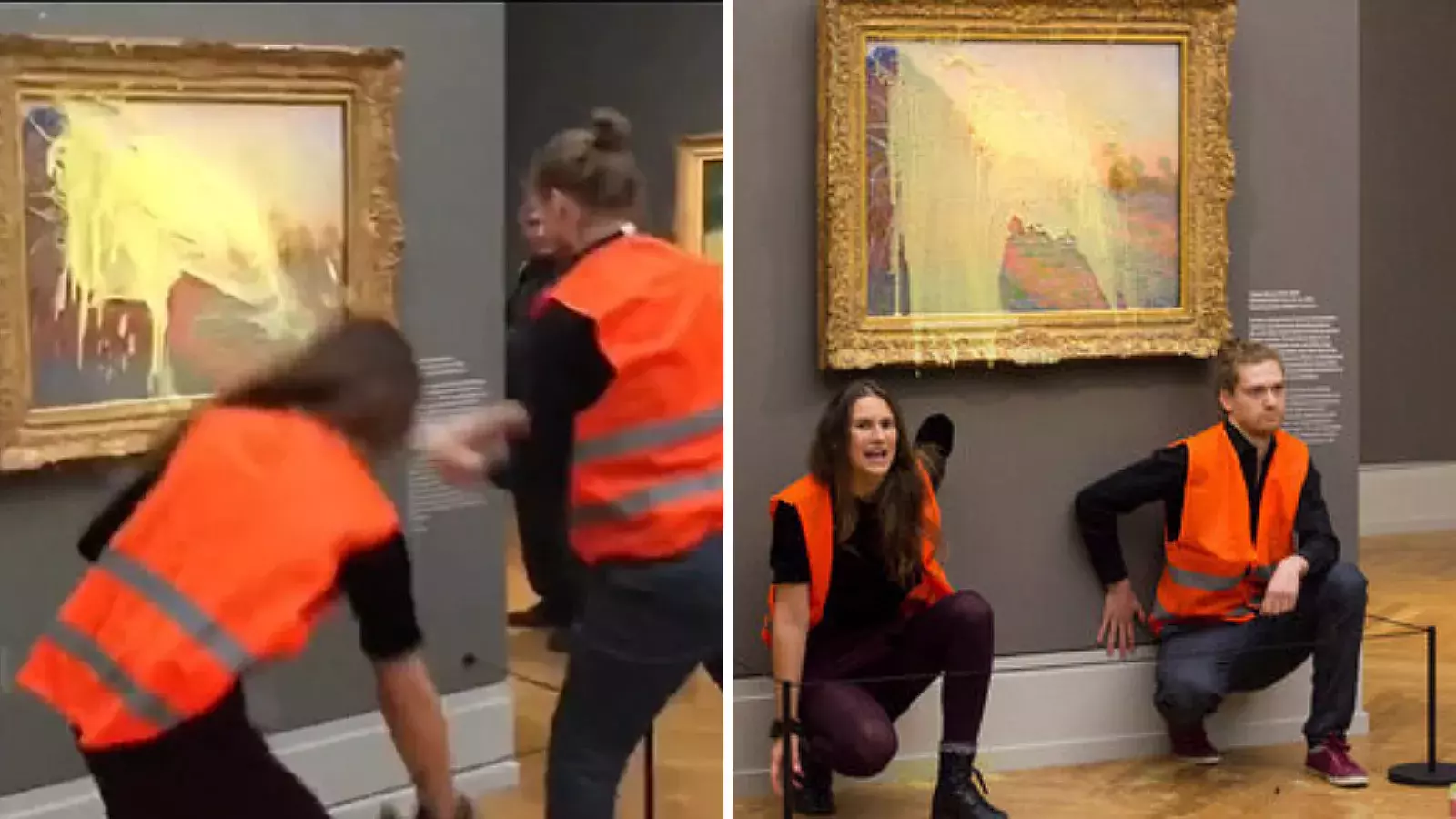 Activistas climáticos alemanes arrojan puré de papas a cuadro de Monet valorado en más de $110 millones