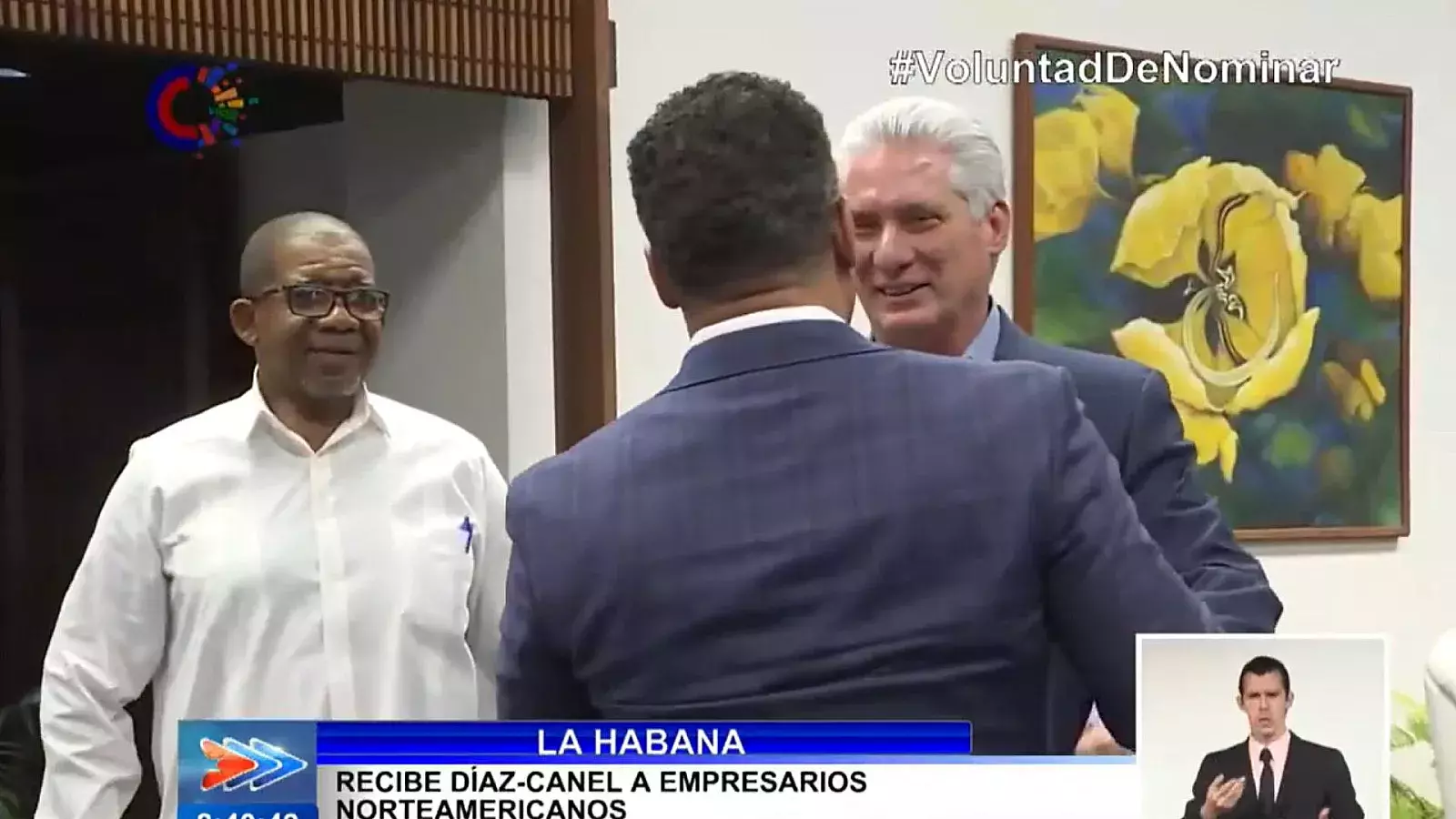 Díaz-Canel junto al empresario cubanoamericano Hugo Cancio