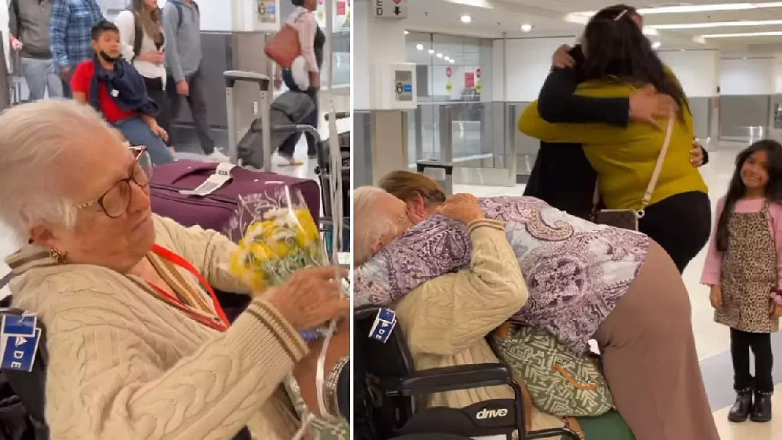 Anciana cubana de 91 años llega con “parole” a Miami y sorprende a su hija en aeropuerto