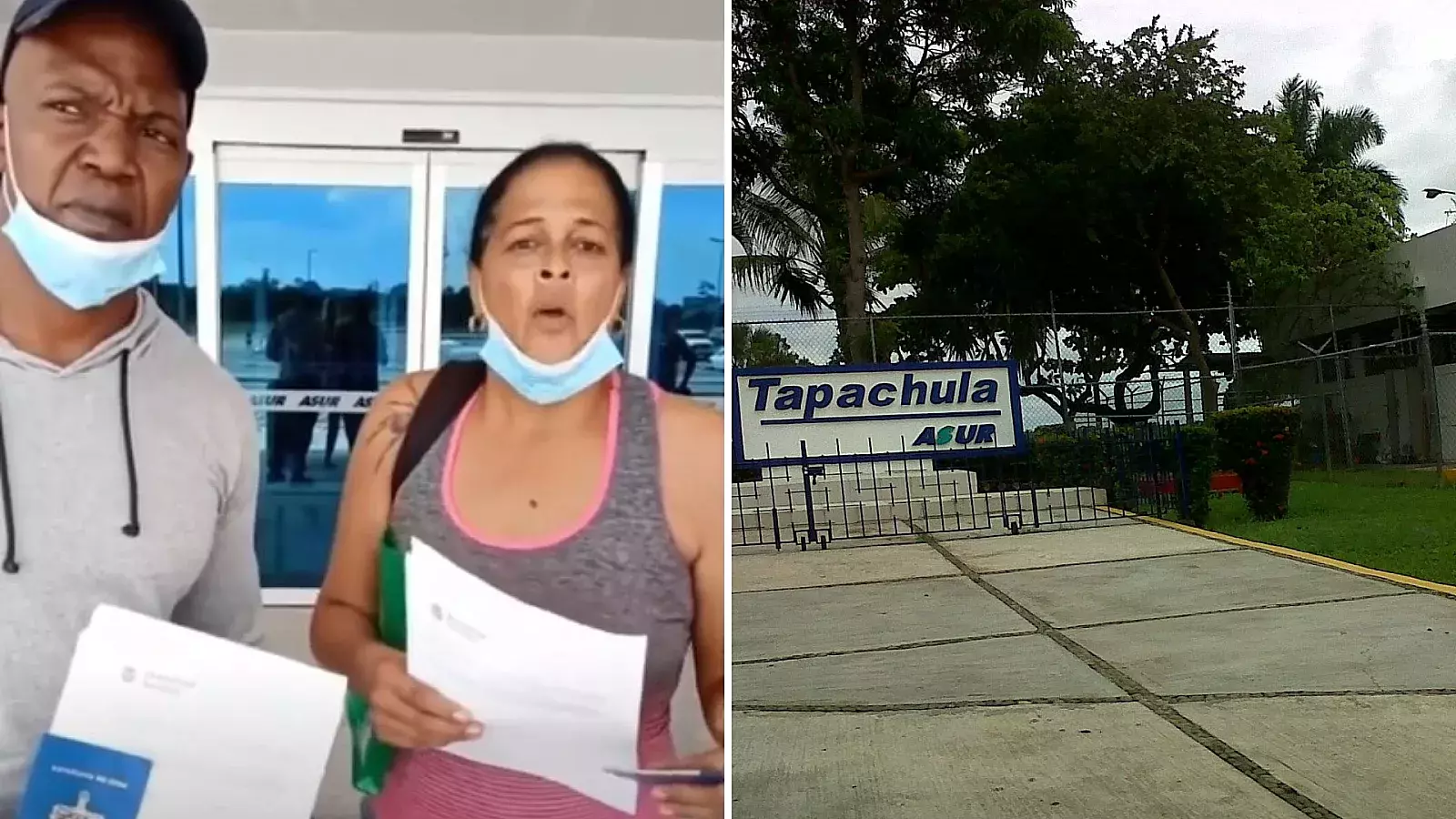 Cubanos con &quot;parole&quot; varados en Aeropuerto de Tapachula