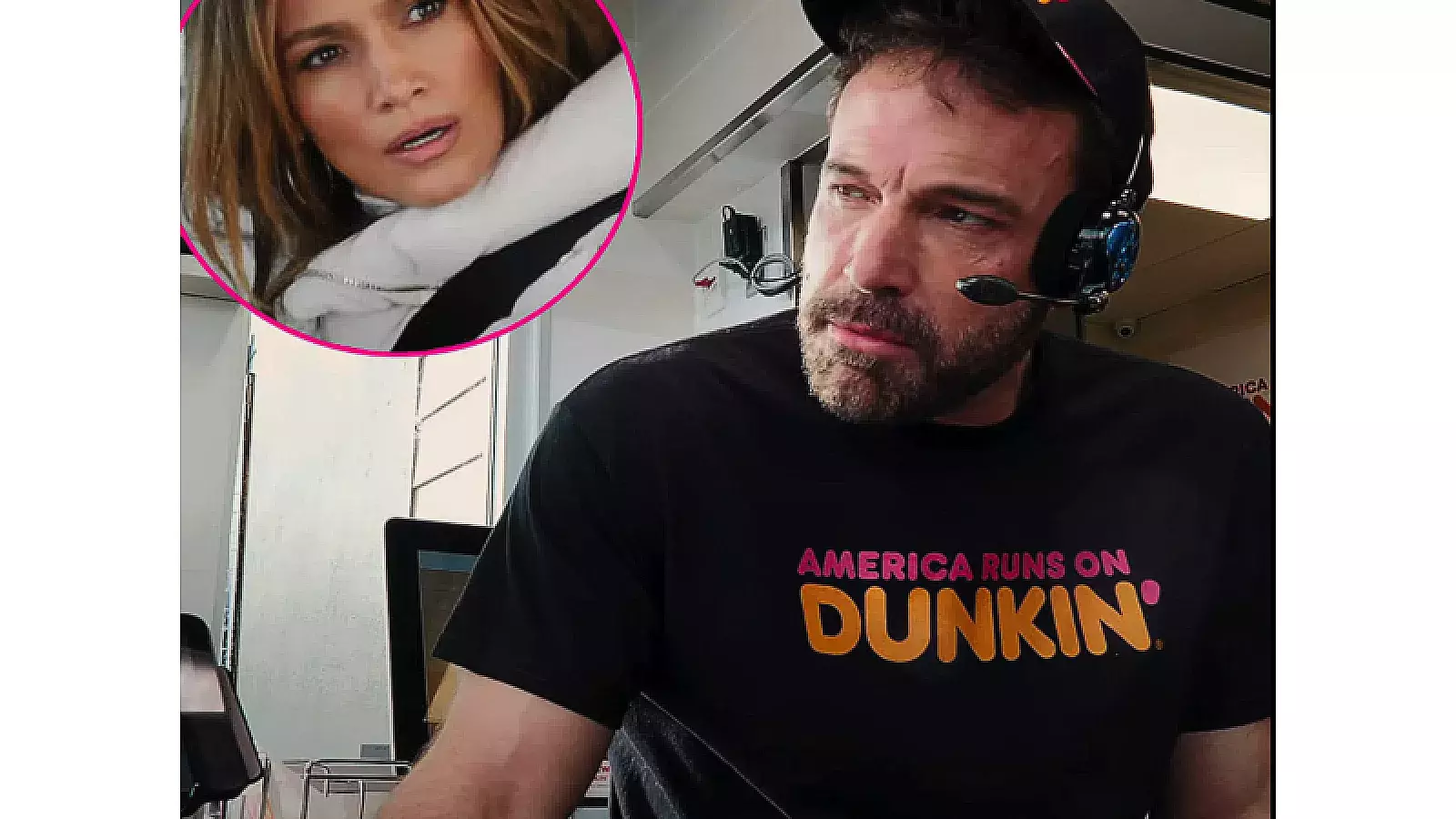 ¡Jennifer López pilla a Ben Affleck a cargo de la ventanilla de Dunkin, y ambos se roban el show del Super Bowl!