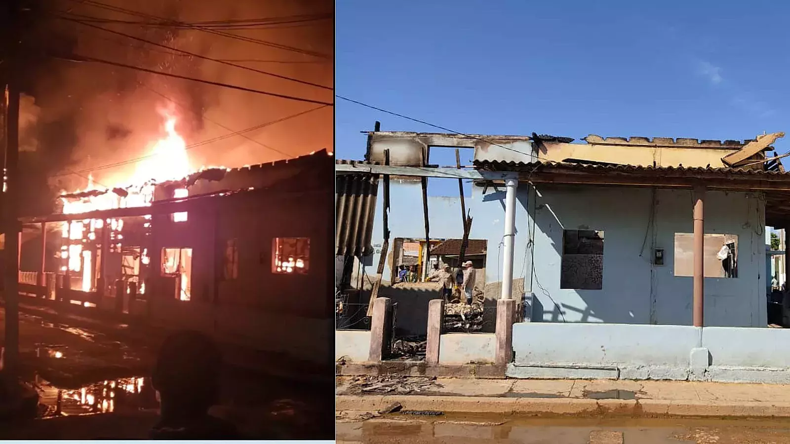 Incendio de varias casas en Batabanó, Cuba.