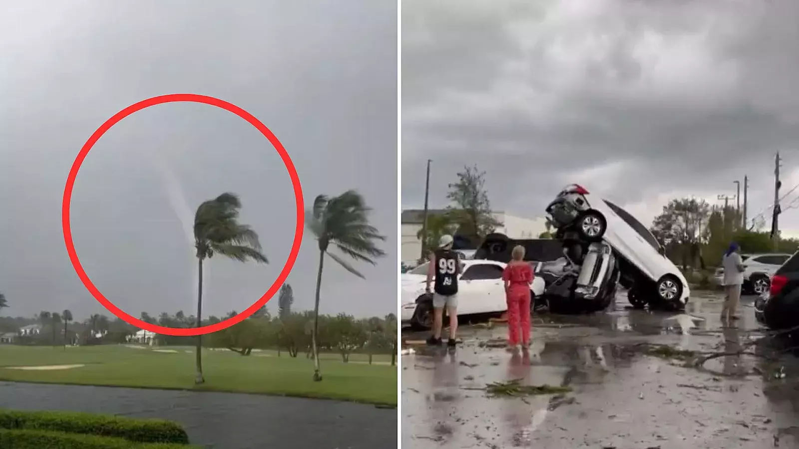 ¡IMPACTANTE! Furioso tornado voltea autos y daña casas en ciudad de Florida (Video)