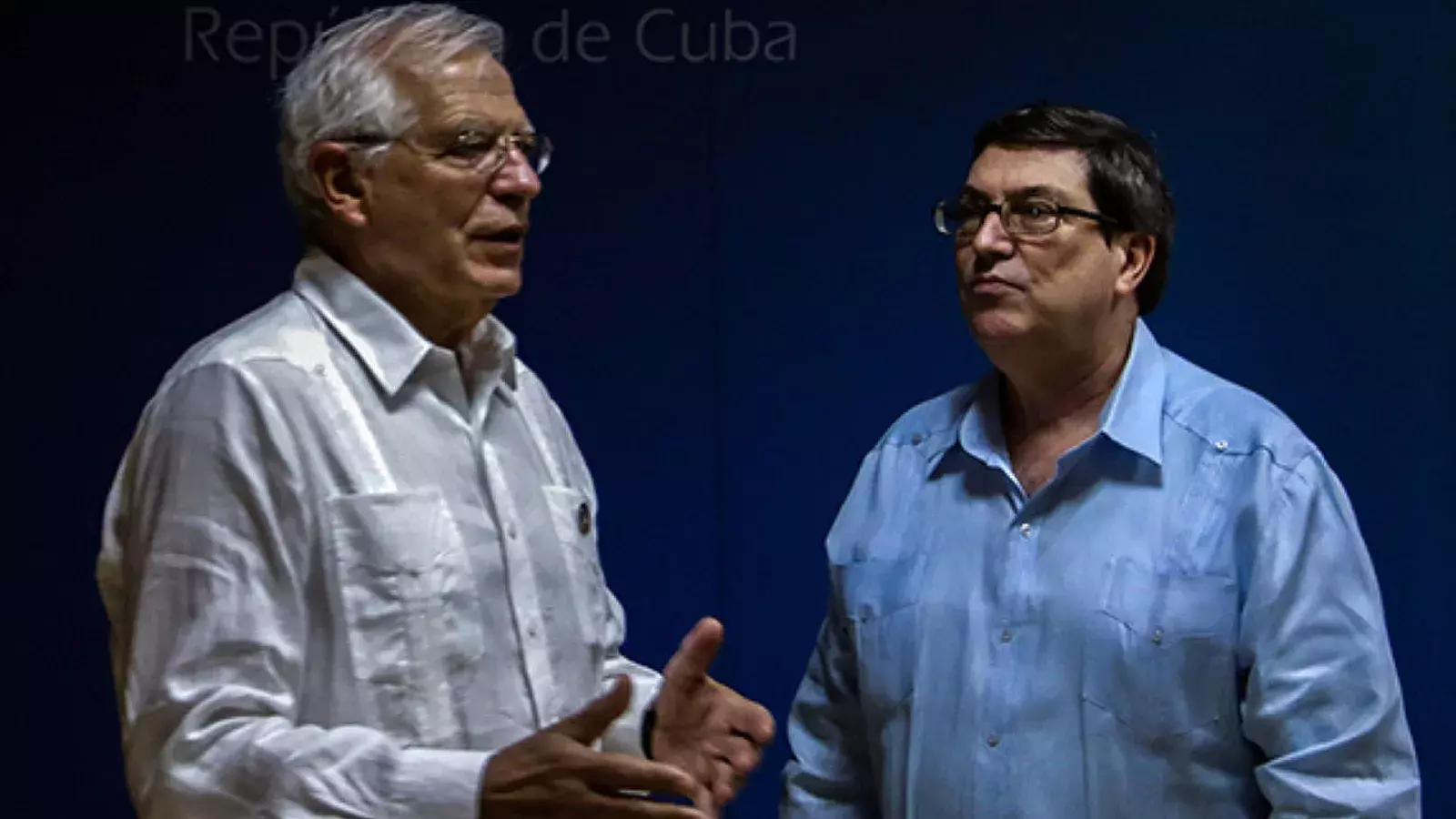 Alto funcionario de la UE Josep Borrell y canciller del régimen cubano Bruno Rodríguez Parrilla
