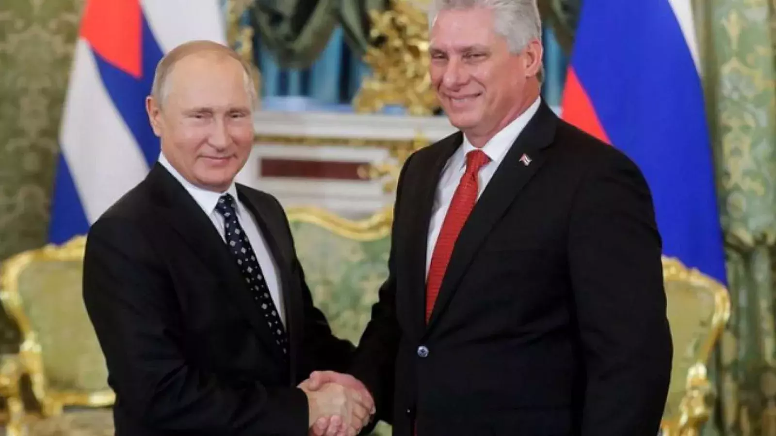 Dictadores Miguel Díaz-Canel y Vladímir Putin