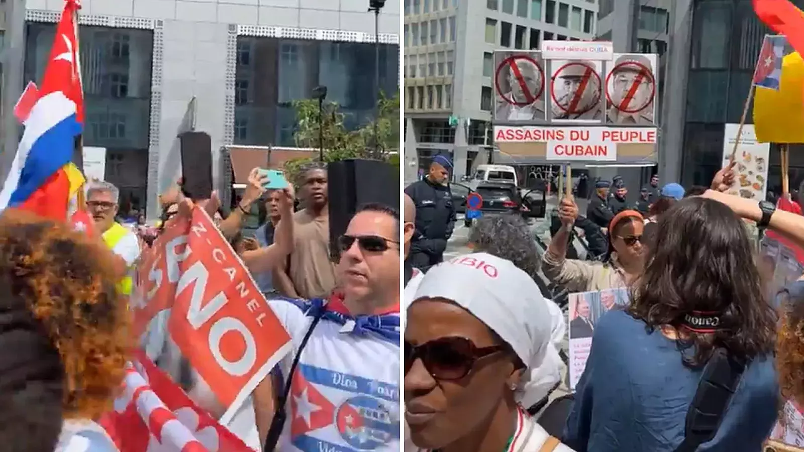 Díaz-Canel se encuentra en Bruselas y cubanos protestan en su contra