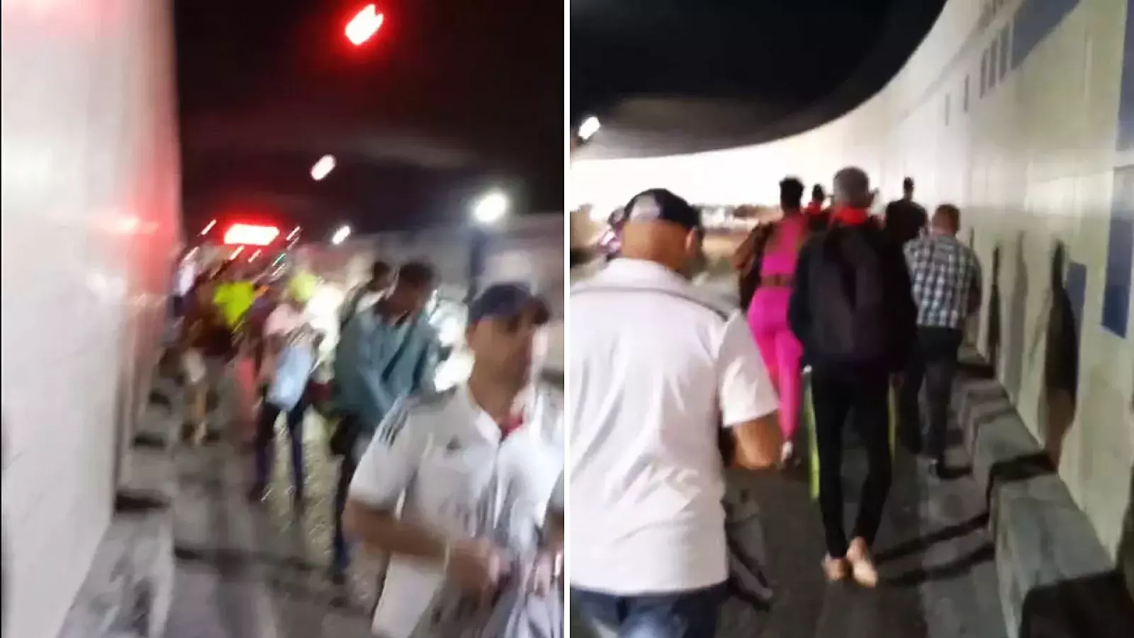 Cubanos caminan por el Túnel de La Habana tras romperse el ómnibus en que viajaban
