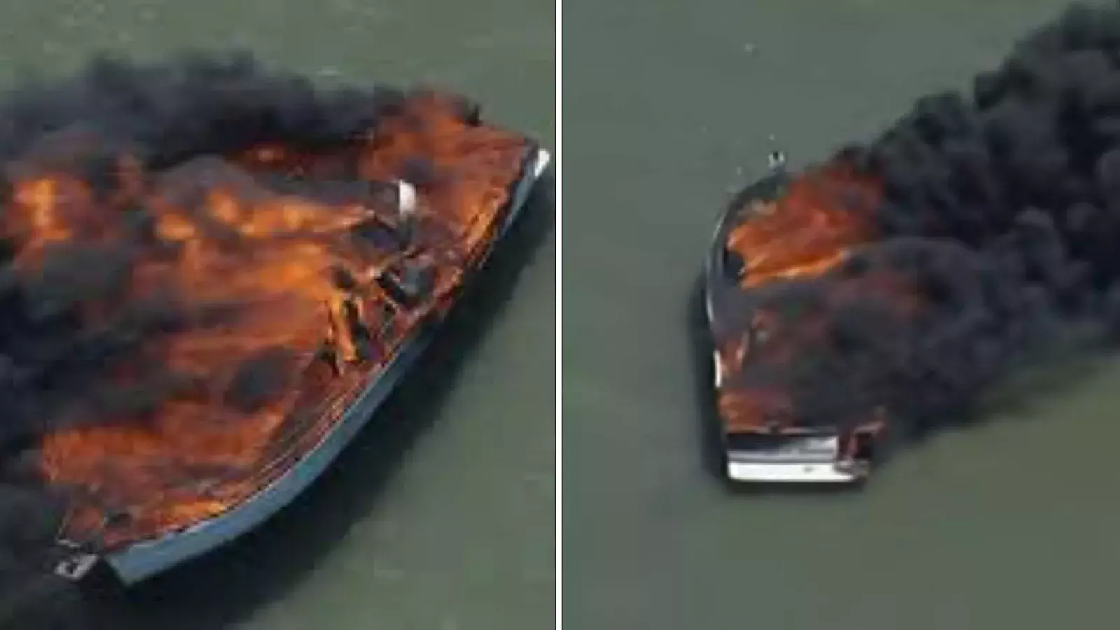 VIDEO: Barco se incendia en la bahía de San Francisco con dos personas y un perro a bordo