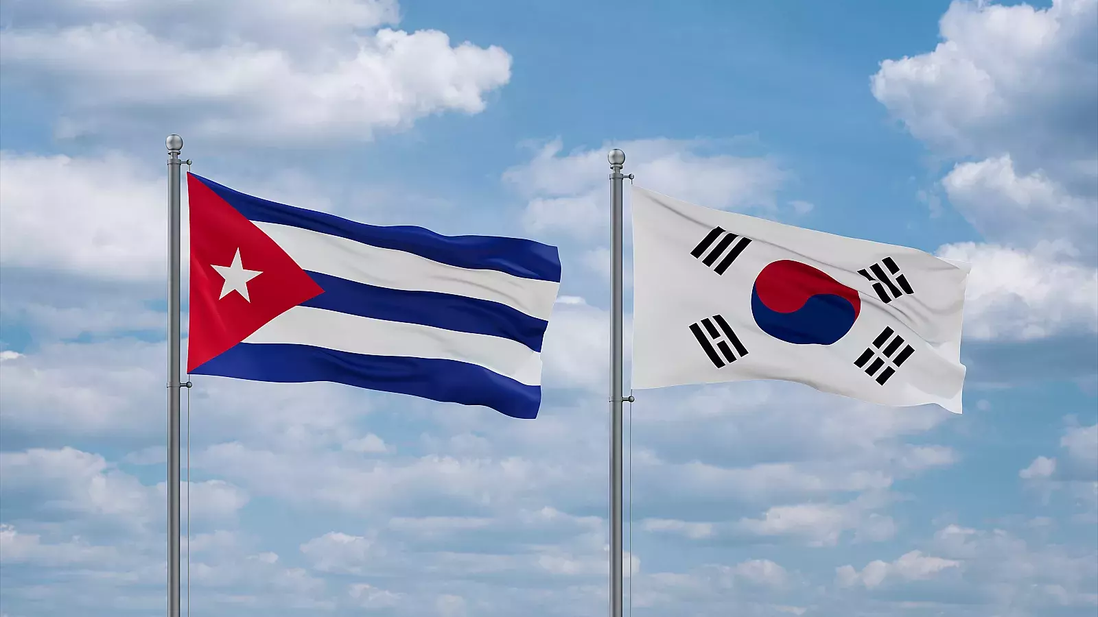 Banderas de Cuba y Corea del Sur