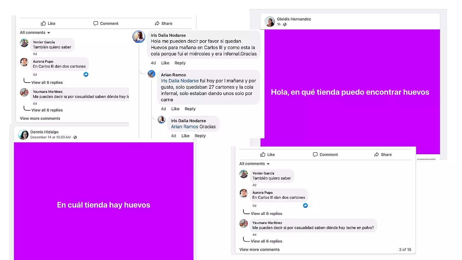 Comentarios de cubanos en redes sociales reflejan la aguda escasez de huevos en la isla.