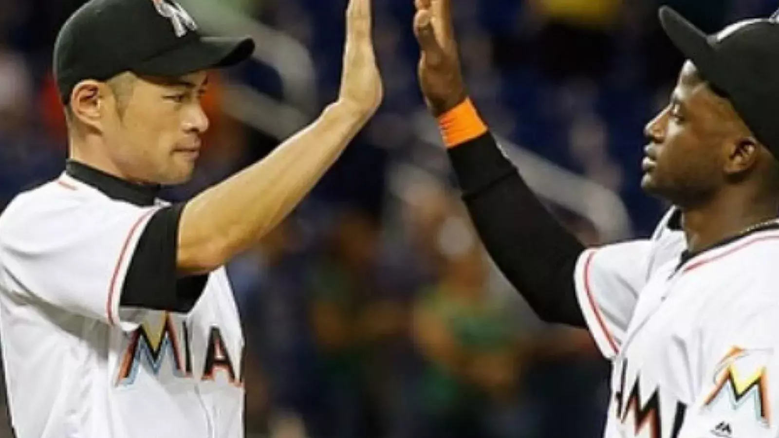 Ichiro y el cubano Adeiny cuando coincidieron en los Marlins