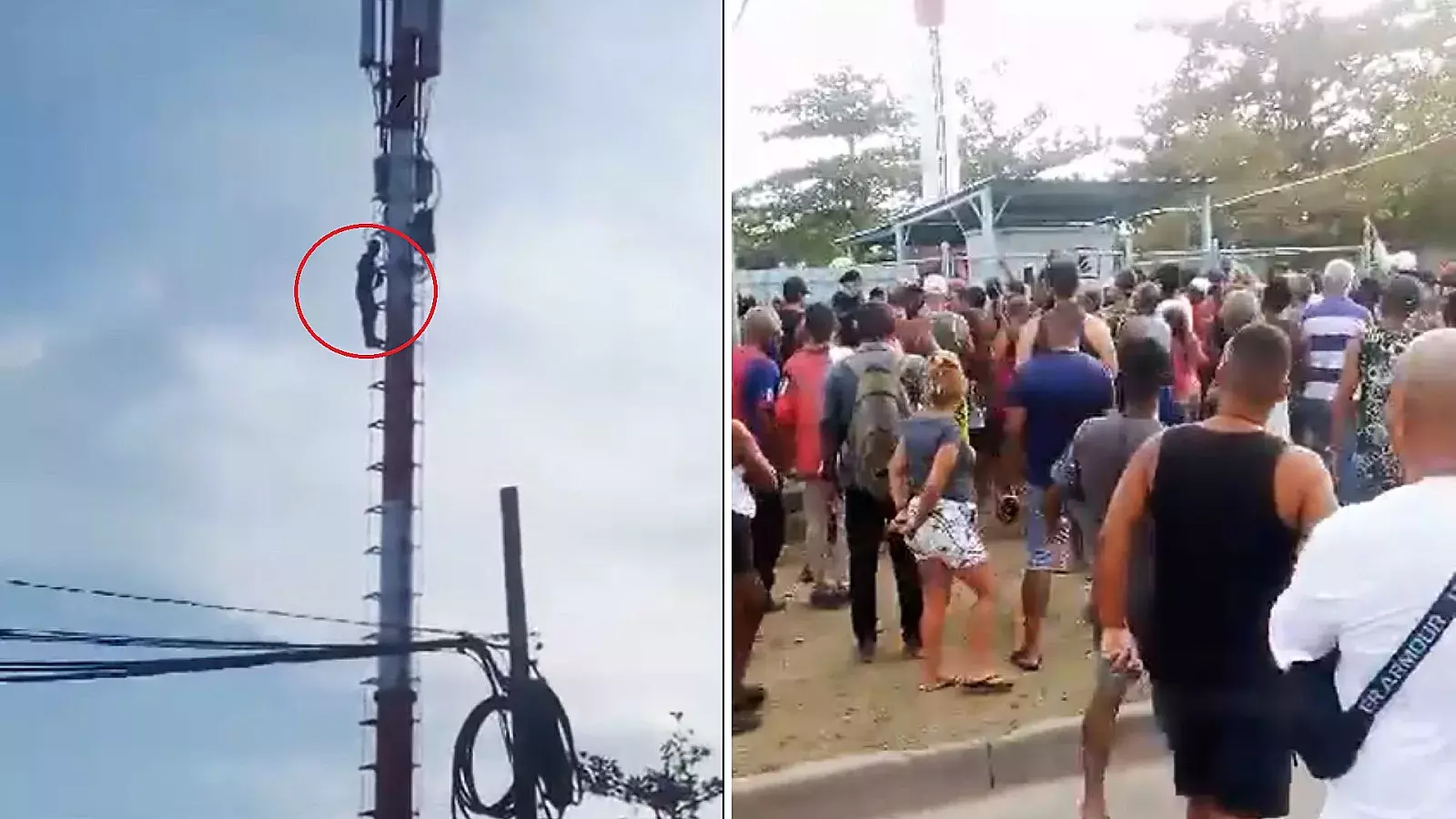 Cubano protestó encima de torre de Etecsa en Cienfuegos