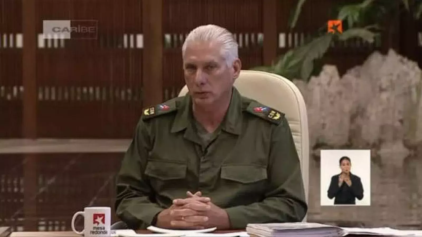 Dictador cubano Miguel Díaz-Canel, durante la Mesa Redonda.