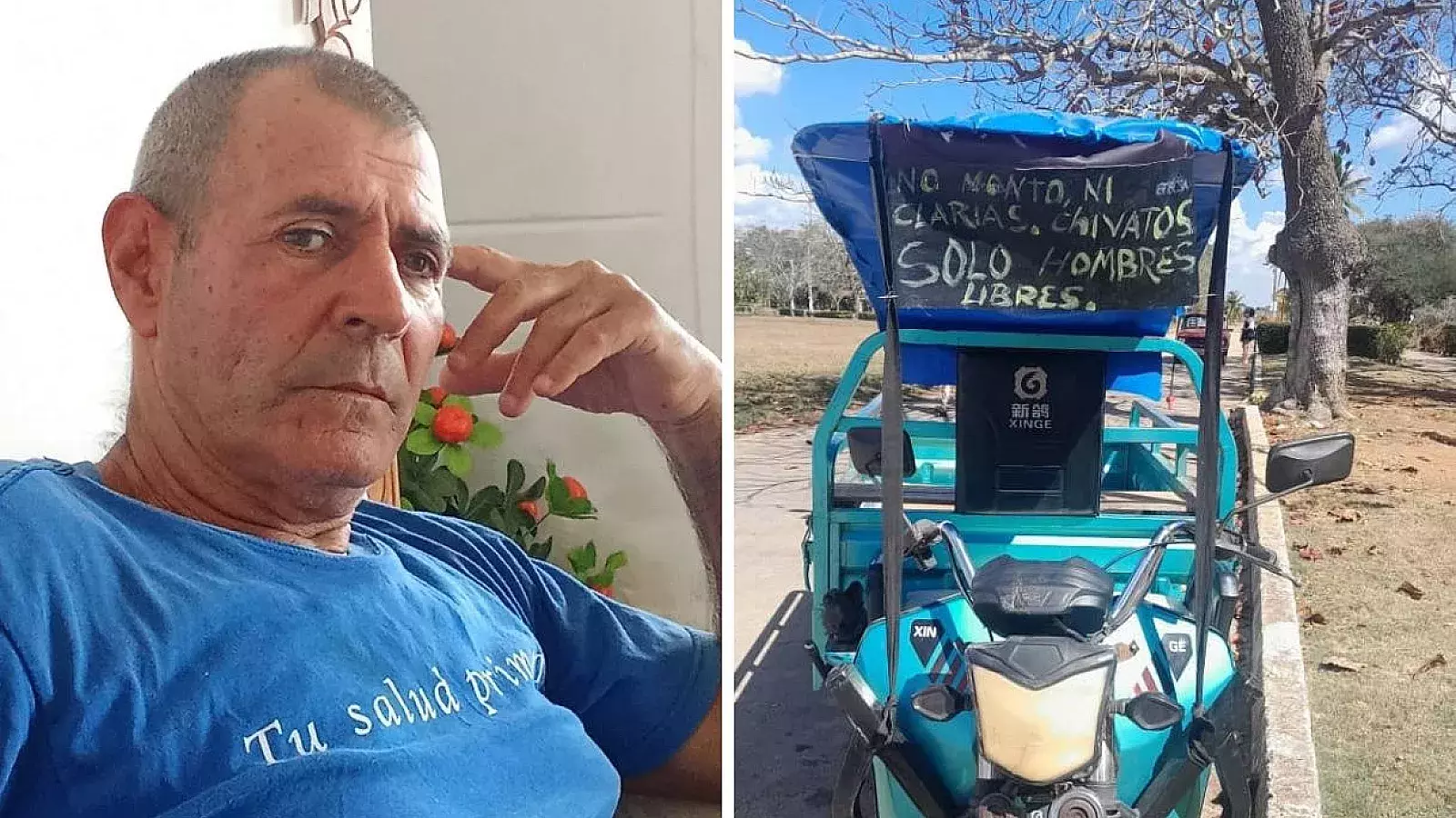 Un cartel en su triciclo le costó ser detenido en San Antonio de los Baños