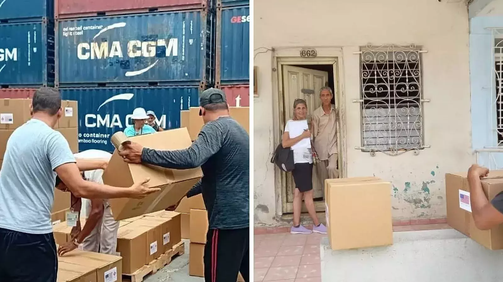 Cáritas entrega del donativo a familias damnificadas del huracán Melissa en Guantánamo.