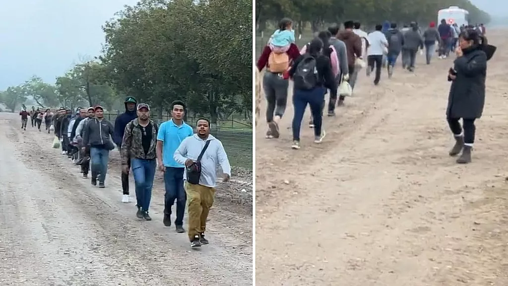 Cubanos en grupo de 300 migrantes entrando por Texas