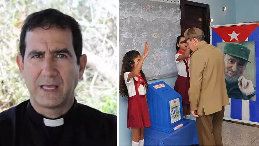 Padre Reyes y Raúl Castro votando