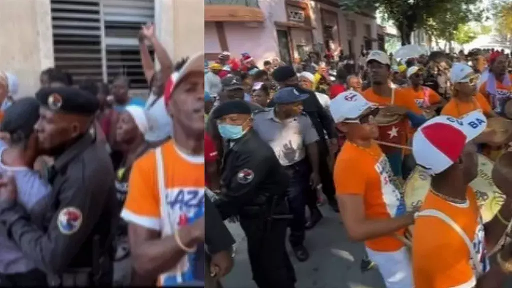 Conga de los Hoyos en Santiago de Cuba durante invasión de 2022