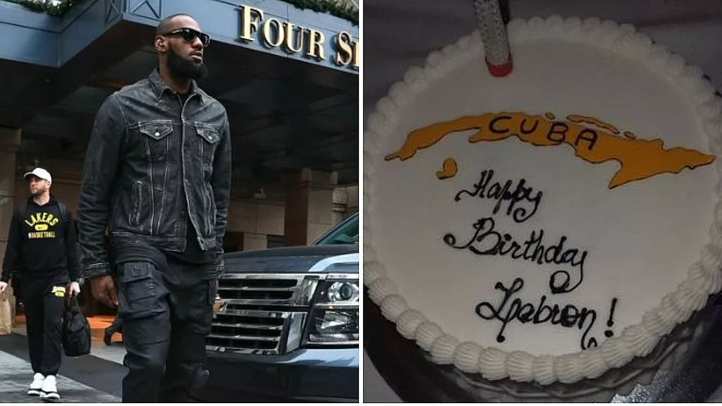 Cake de cumpleaños de Lebron James con la isla de Cuba
