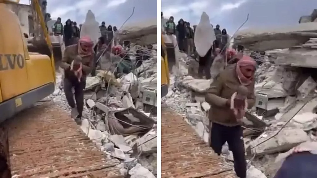 Mujer da a luz en medio de los escombros de Siria: ¡La niña es la única sobreviviente de la familia!