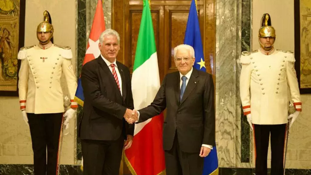 Díaz-Canel con el presidente italiano Sergio Mattarella