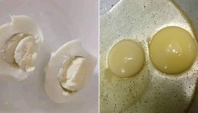 Huevos con yema blanca en Cuba