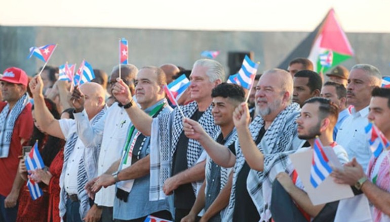 Marcha pro-Palestina en La Habana, octubre de 2025.