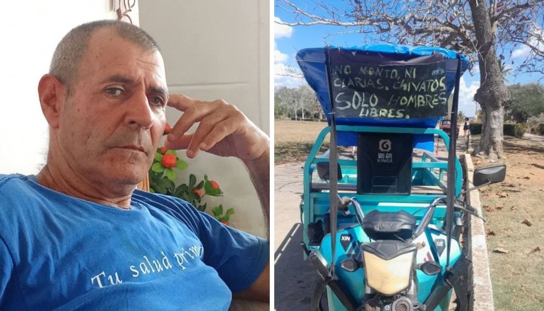 Un cartel en su triciclo le costó ser detenido en San Antonio de los Baños