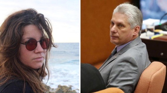 Escritora Katherine Bisquet y presidente Díaz-Canel