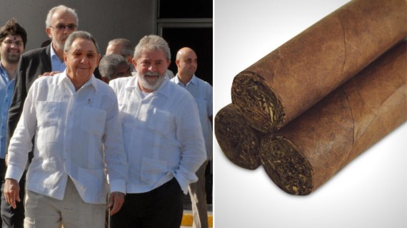 Raúl Castro, Lula y cigarros cubanos