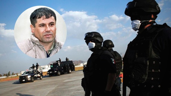Chapo Guzmán y policías de México en operación antinarcos. Collage de ADN Cuba con foto de Jesús Villaseca Chapo Guzmán y policías de México en operación antinarcos. Collage de ADN Cuba con foto de Jesús Villaseca