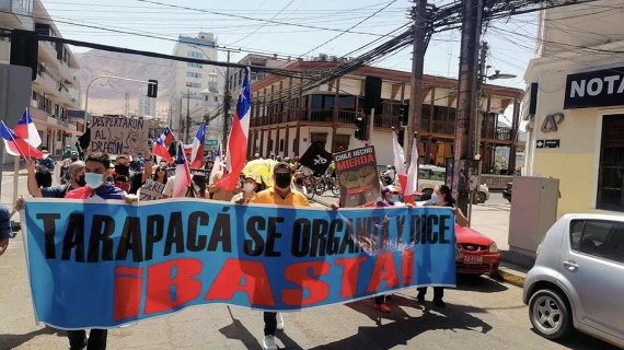 Protesta contra migrantes en Chile. Foto: EFE Protesta contra migrantes en Chile. Foto: EFE