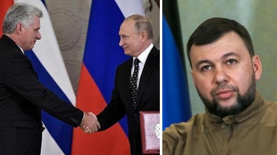 Díaz Canel, Putin y Denís Pushilin Díaz Canel, Putin y Denís Pushilin