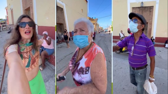 Turista española filma cola en Cuba y ancianos la atacan Al momento de grabar el video, se le acercó una adulta mayor sin identificar y le preguntó: "¿A qué tu vienes aquí?", a lo que la turista respondió: "A enseñar la verdad"