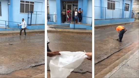 Pobladores de Madruga “pescando” en la calle Pobladores de Madruga “pescando” en la calle