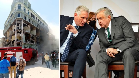 Explosión Hotel Saratoga, visita de AMLO. Fotomontaje: ADN Cuba Explosión Hotel Saratoga, visita de AMLO. Fotomontaje: ADN Cuba