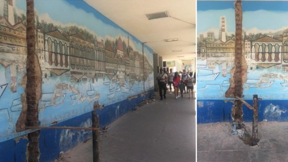 Indignación por daños a mural en Cienfuegos Indignación por daños a mural en Cienfuegos