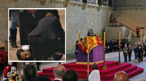 Féretro de Isabel II en el Palacio de Westminster | Fotomontaje: ADN America