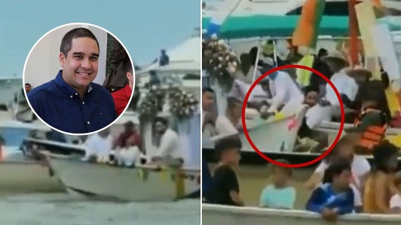 "Nicolasito" cae de una lancha en plena procesión de la Virgen del Valle | Fotomontaje: ADN America "Nicolasito" cae de una lancha en plena procesión de la Virgen del Valle | Fotomontaje: ADN America