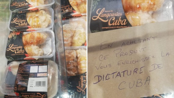 Advierten a franceses sobre langosta cubana. Foto: Facebook/Patricia Monzon Advierten a franceses sobre langosta cubana. Foto: Facebook/Patricia Monzon