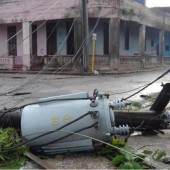 Poste caído en Pinar del Río tras paso de huracán