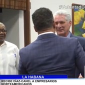 Díaz-Canel junto al empresario cubanoamericano Hugo Cancio