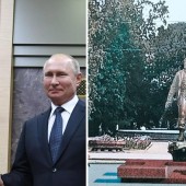 Díaz Canel, Putin y estatua a Fidel Castro
