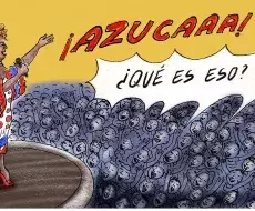 Celia Cruz y su emblemático grito de Azúcar. Ilustración: Armando Tejuca