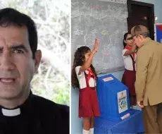 Padre Reyes y Raúl Castro votando