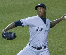 Chapman en 2016 lanzando para los Yankees