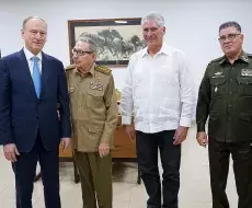 General ruso Pátrushev con Raúl Castro, Díaz-Canel y el ministro del Interior