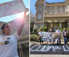 rotesta frente a Embajada de Cuba en Washington exige libertad de presos políticos